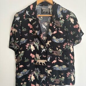 Reformation Jungle Print Cuba Button Up Shirt Size S